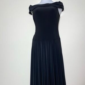 Lauren Ralph Lauren Black Classic Off the Shoulder Midi Dress Sleeveless